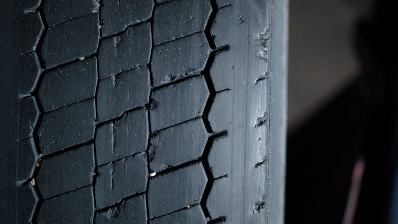 A photograph illustrating tire tread macro.