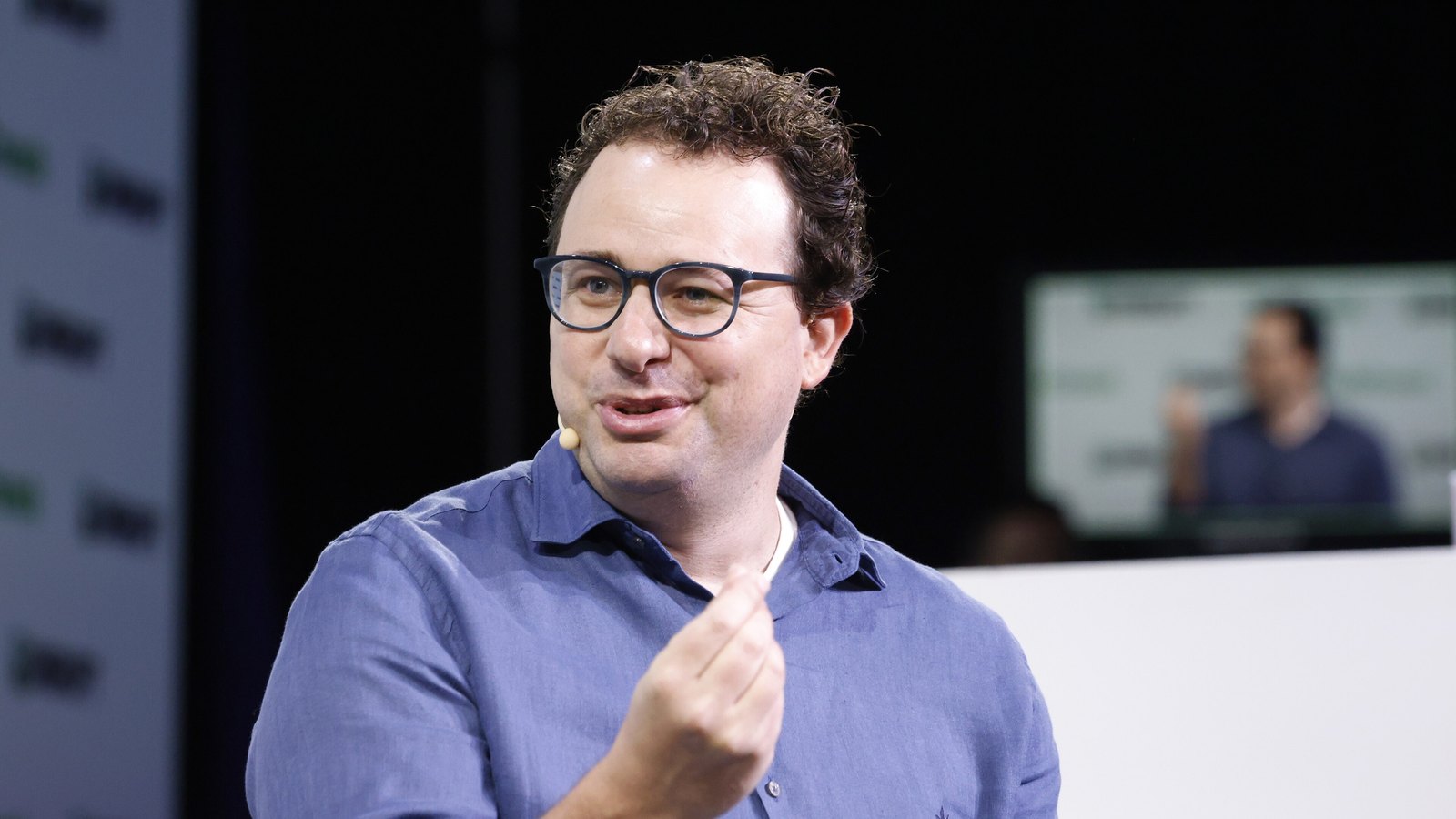 Anthropic chief executive Dario Amodei speaking onstage at TechCrunch Disrupt in 2023.