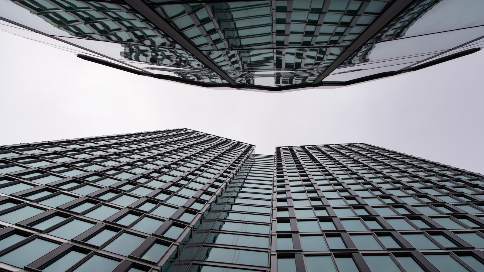 A glass office tower.