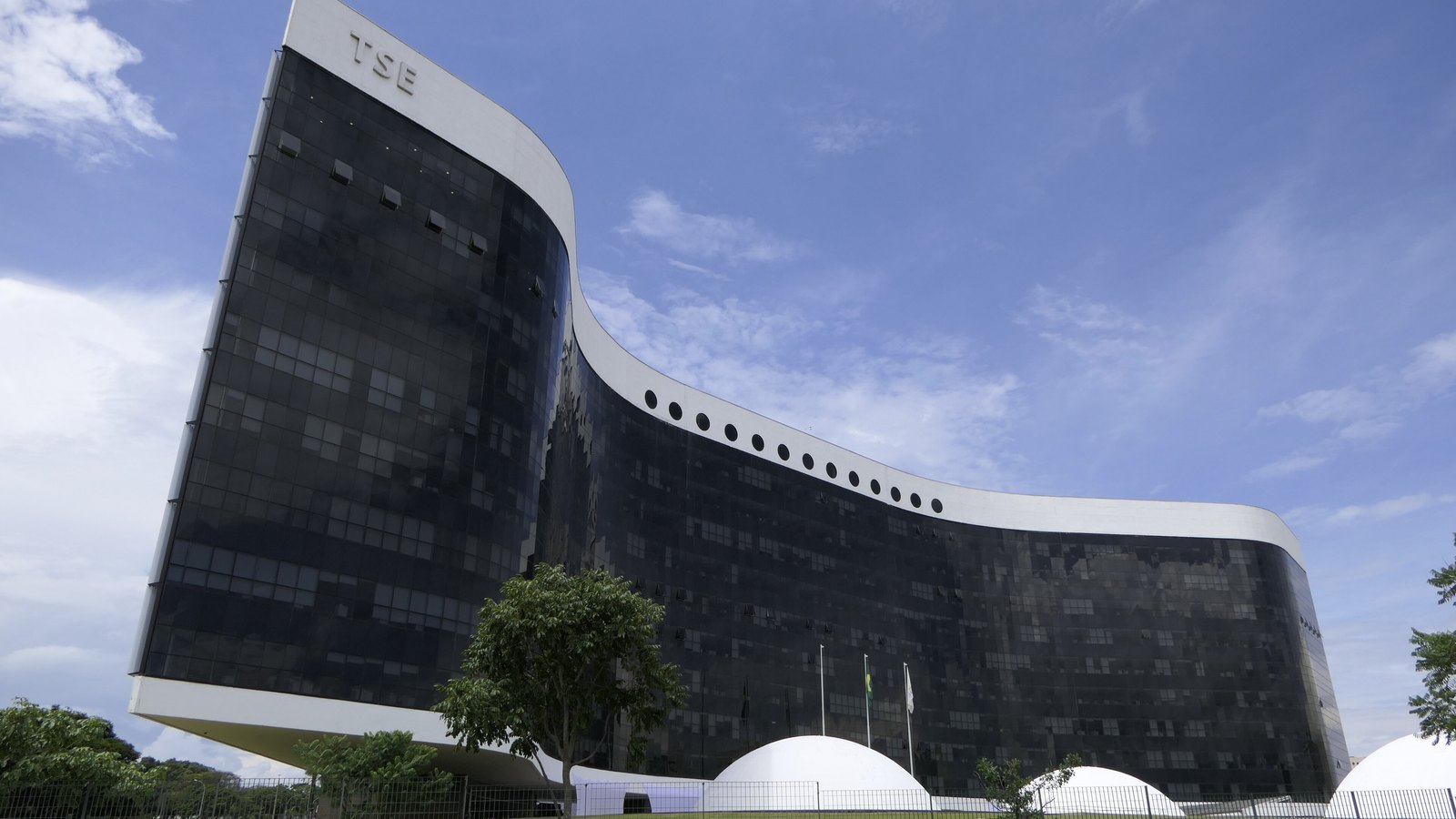 The curved glass headquarters of Brazil's Superior Electoral Court in Brasília.
