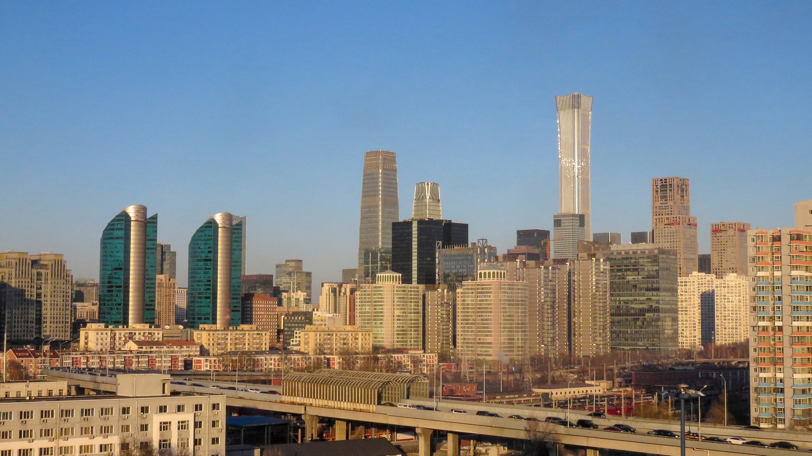 The skyline of Beijing's central business district.