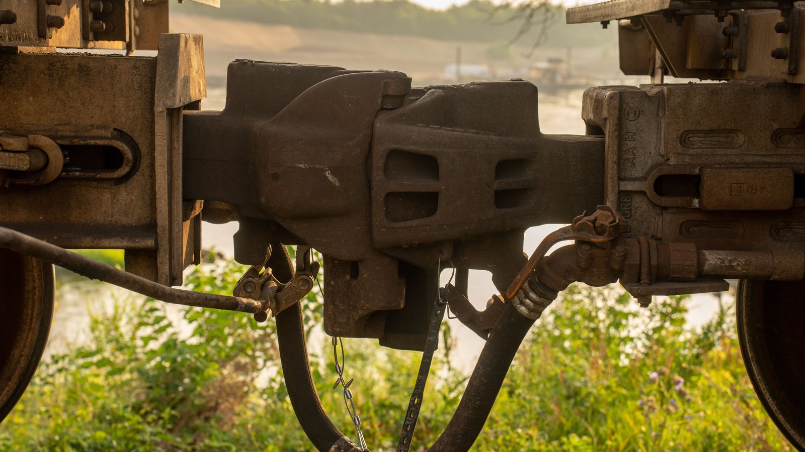 A photograph illustrating freight train coupler.