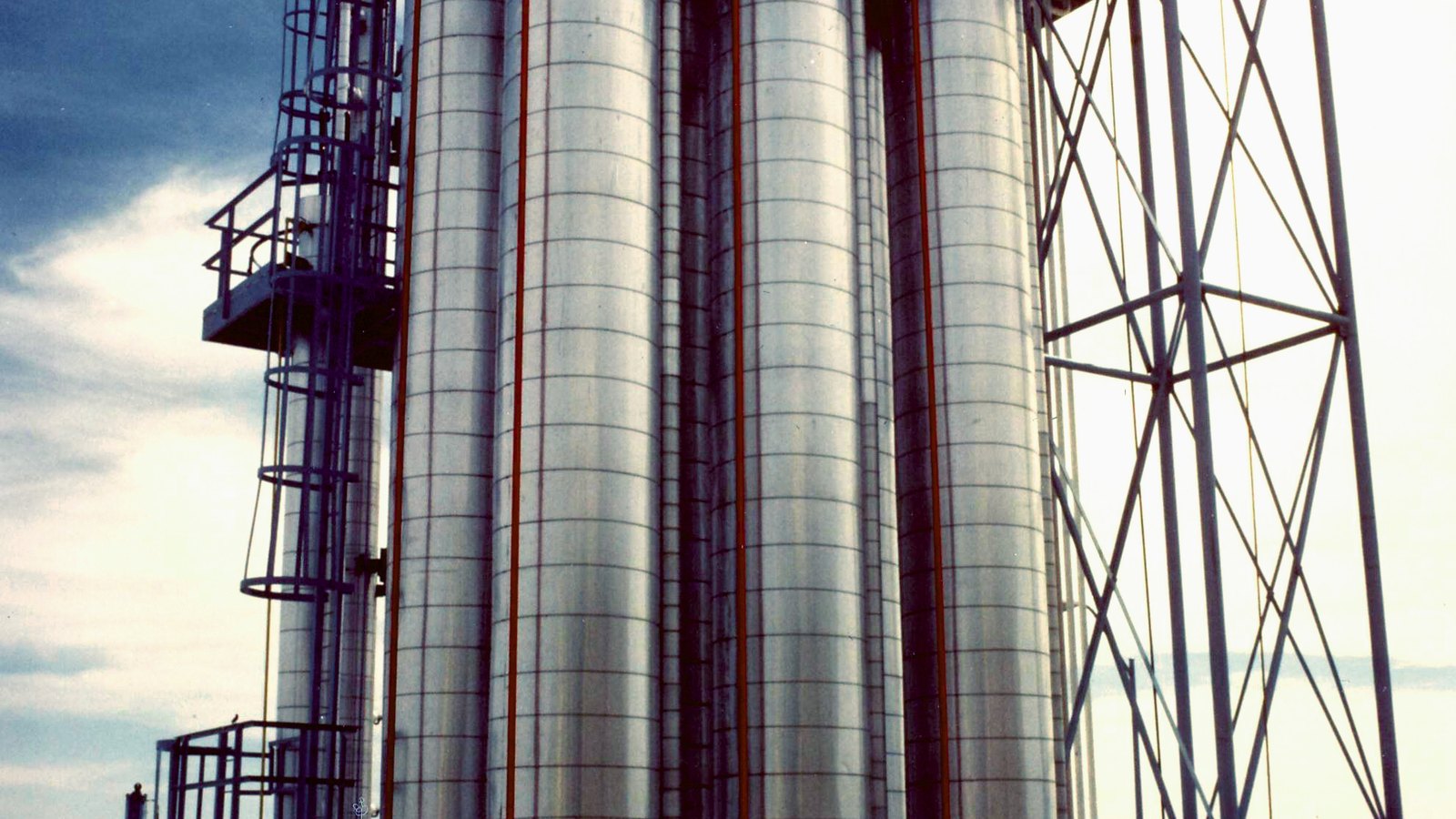 Chemical processing equipment at a polysilicon plant.