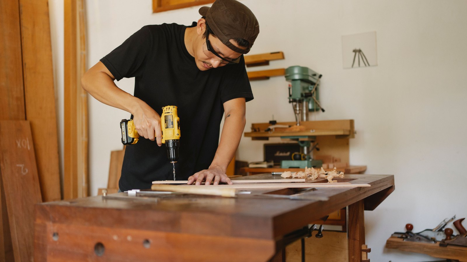 A photograph illustrating small workshop tools.