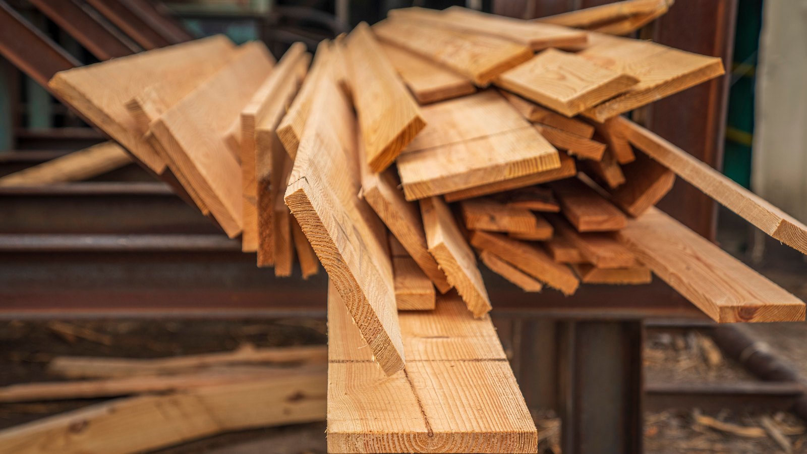 A photograph illustrating framing lumber stack closeup.