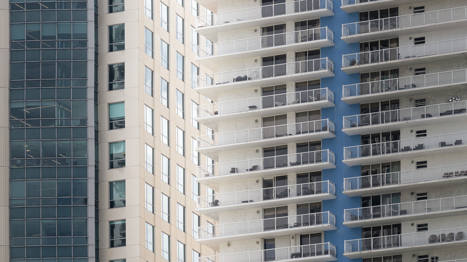 Balconies of a multi-storey condominium building.