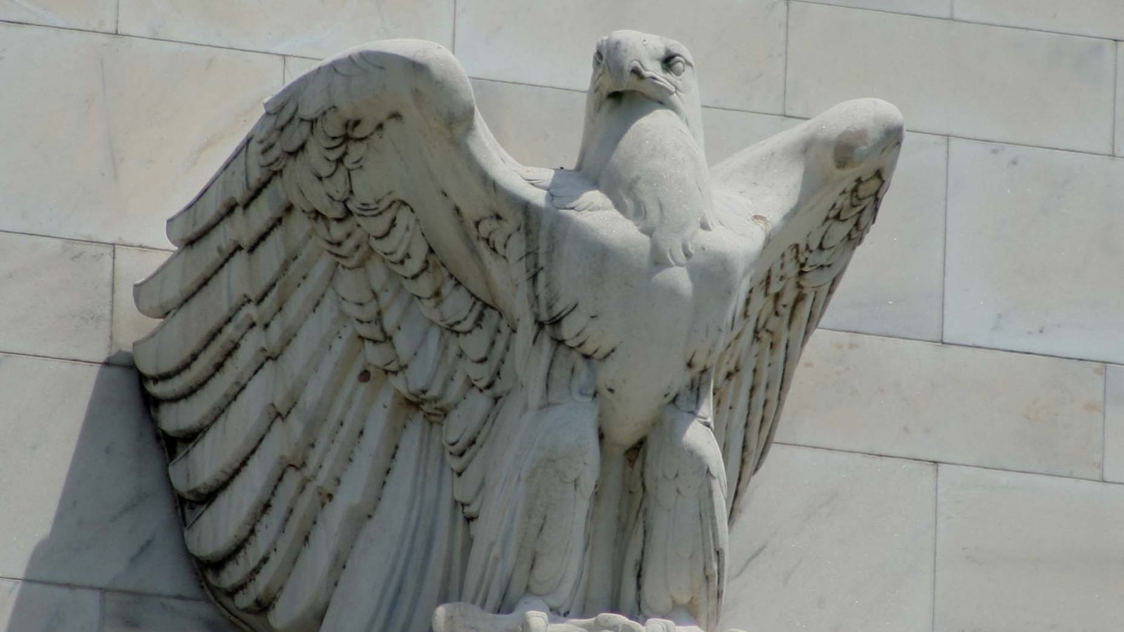 An eagle sculpture on the Federal Reserve Eccles Building in Washington.