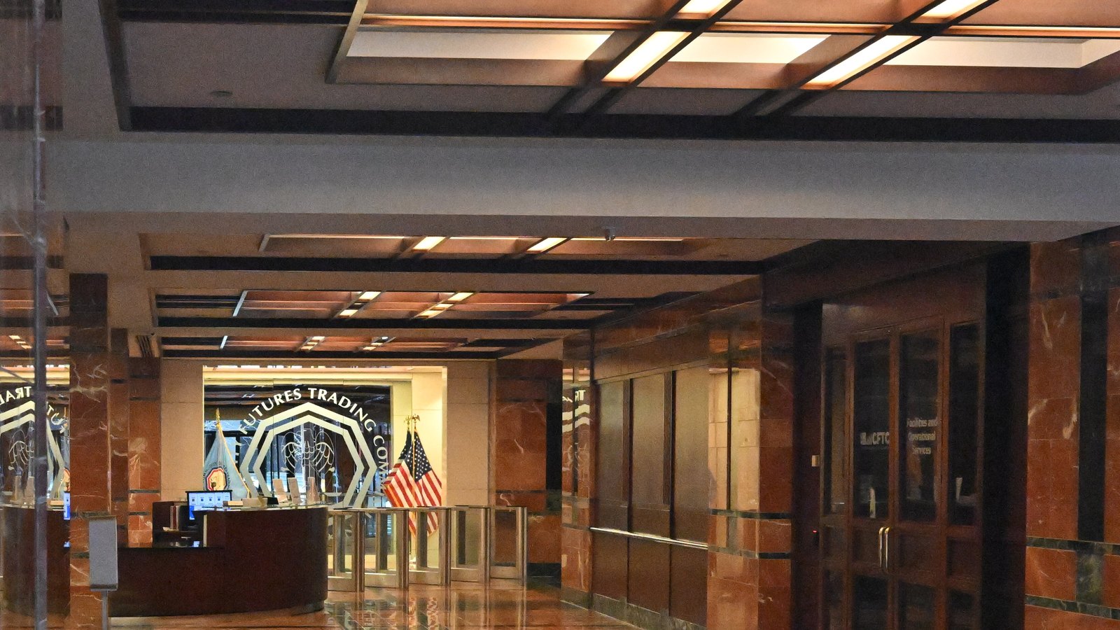The lobby of the Commodity Futures Trading Commission headquarters in Washington.