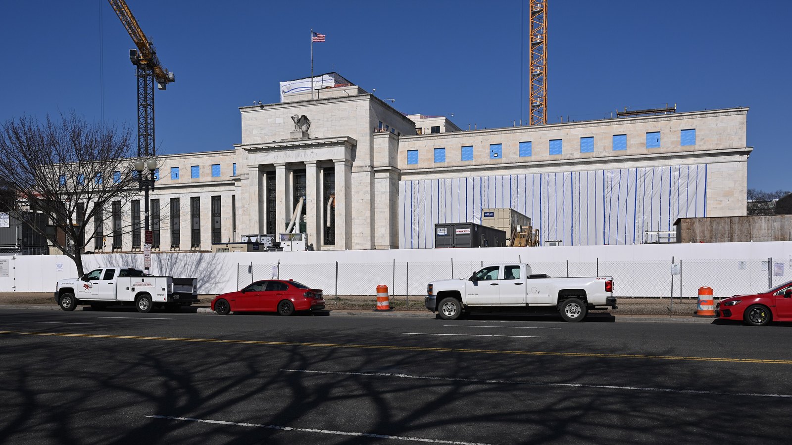 The Marriner S. Eccles Federal Reserve Board Building in Washington during renovation work.