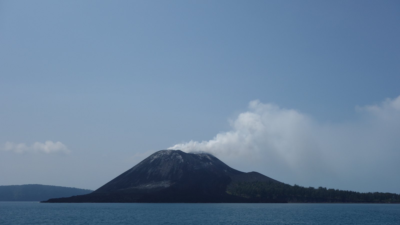Anak Krakatau emitting a small plume in a 2013 file photograph.