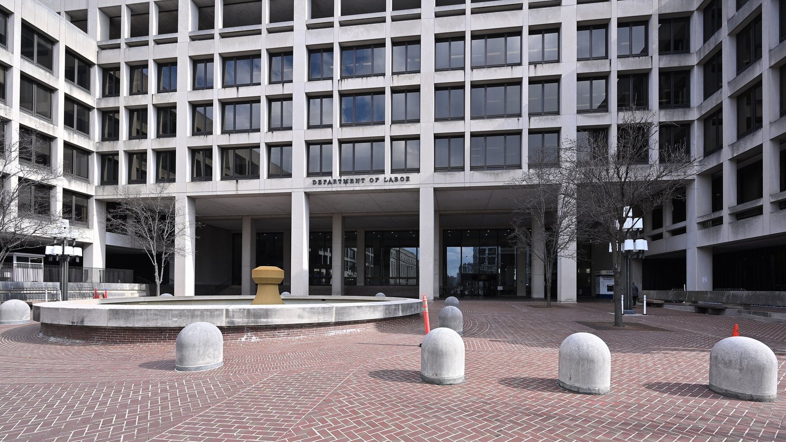 Entrance to the U.S. Department of Labor headquarters in Washington.
