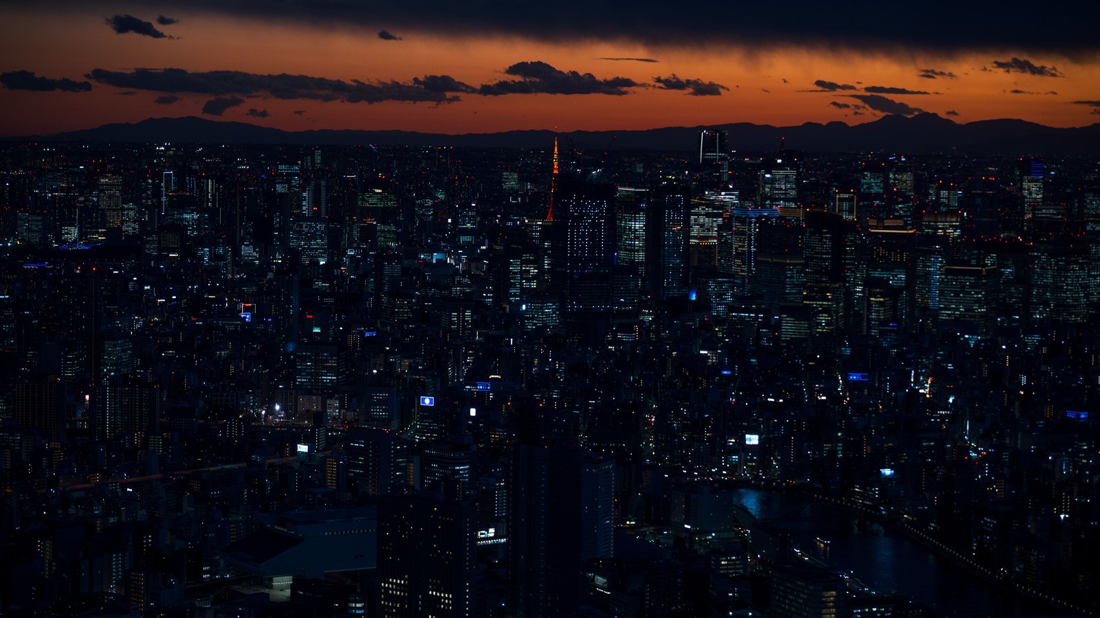 A photograph illustrating tokyo skyline.