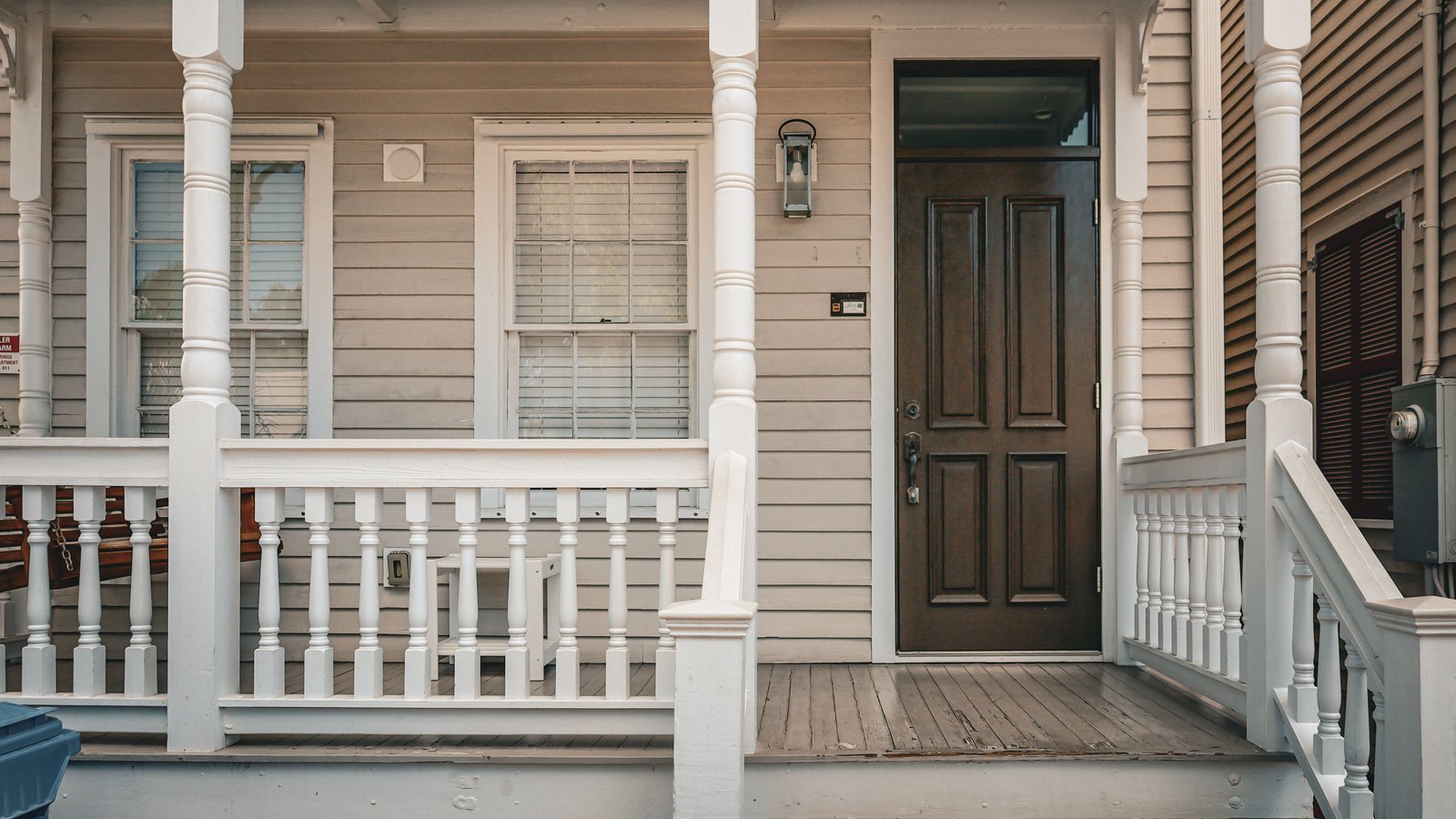 A photograph illustrating house front porch.
