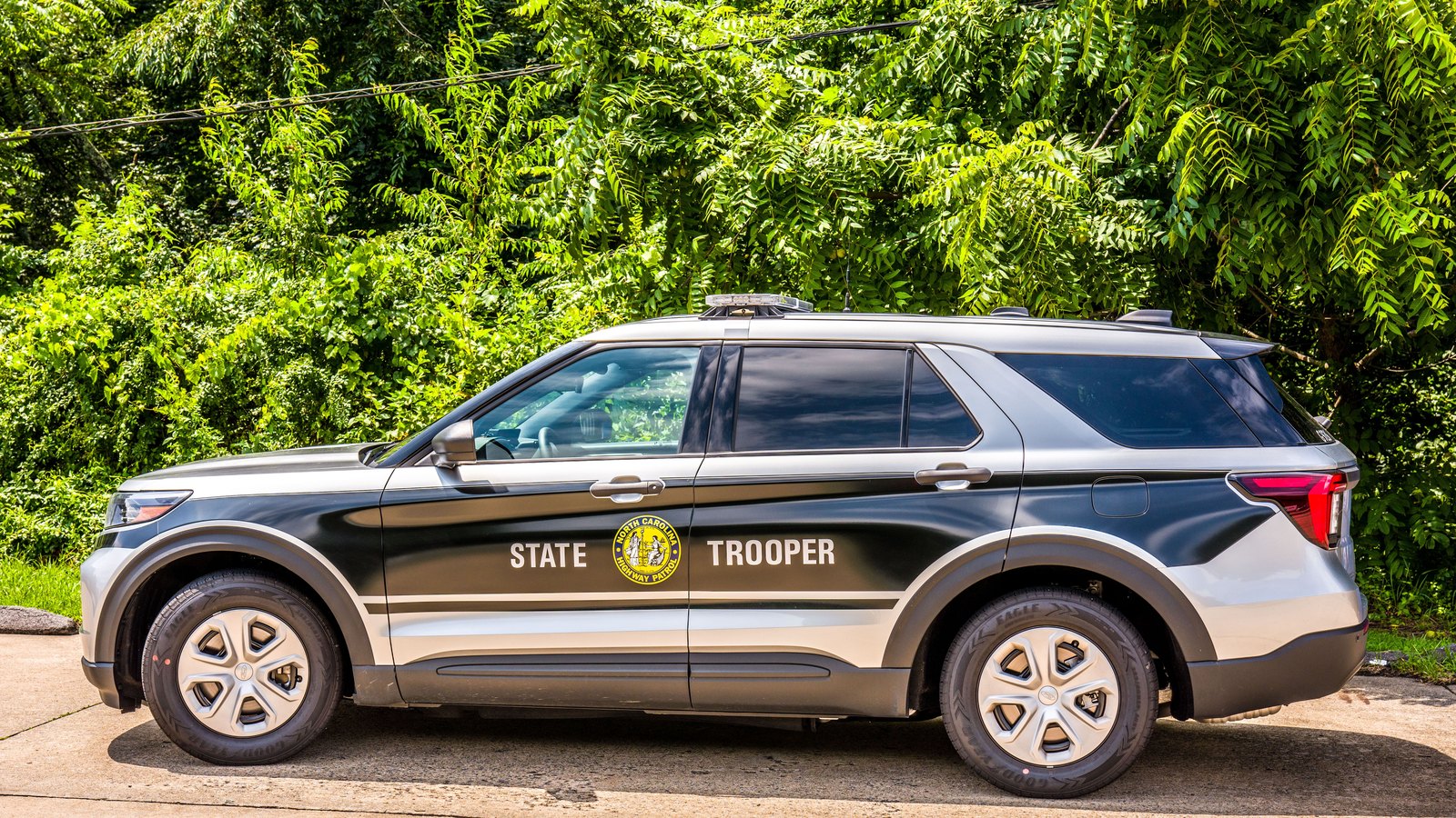 A law-enforcement response at a roadway scene.