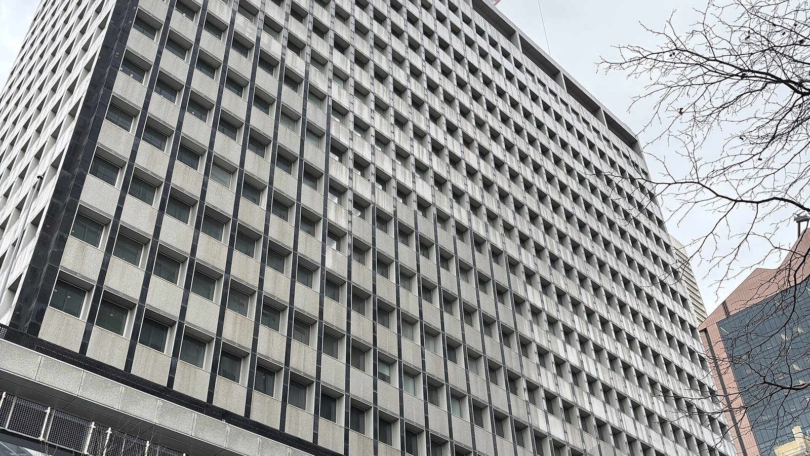 The Reserve Bank of Australia headquarters in Sydney during exterior refurbishment.