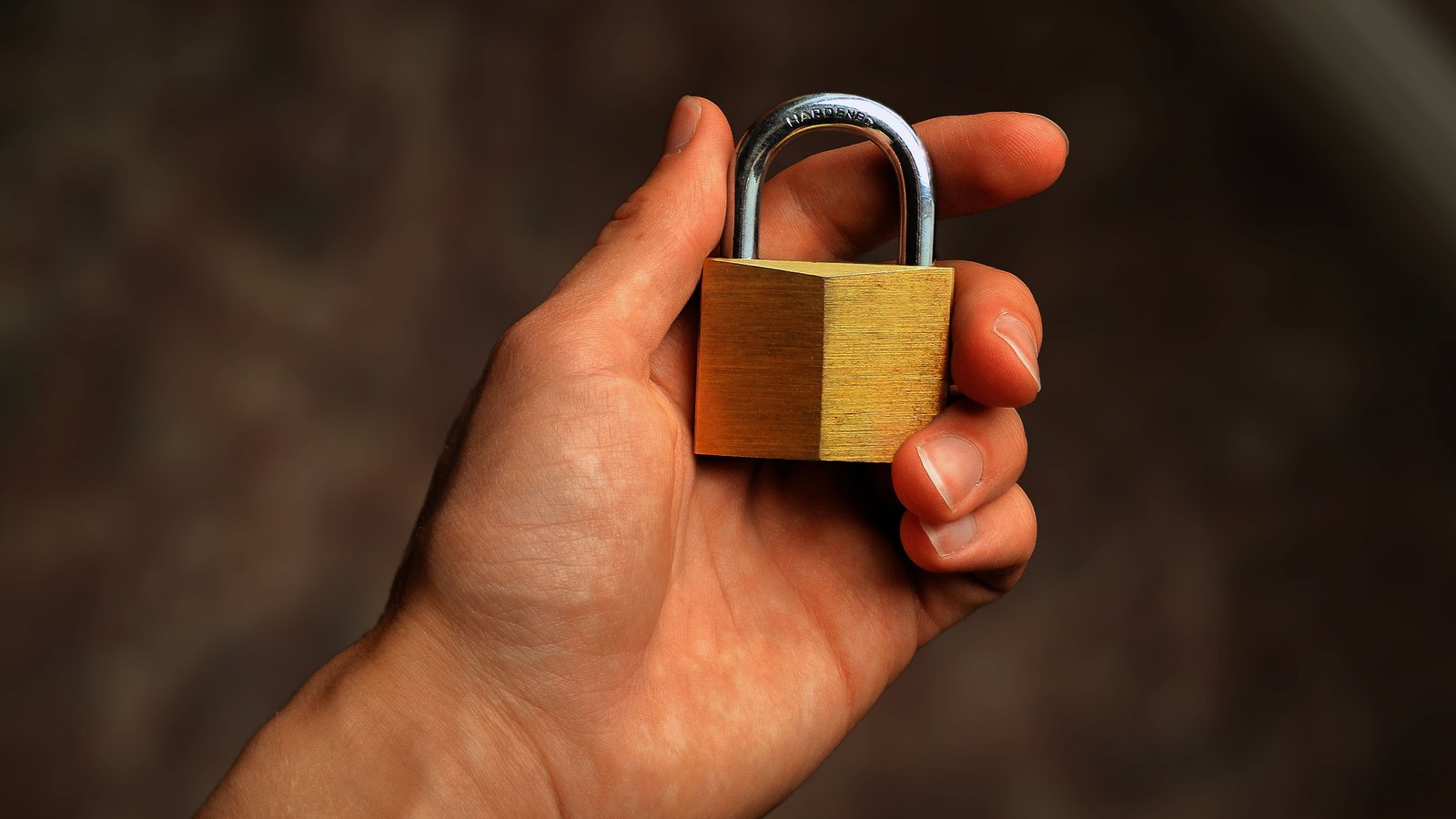 A photograph illustrating brass padlock macro.