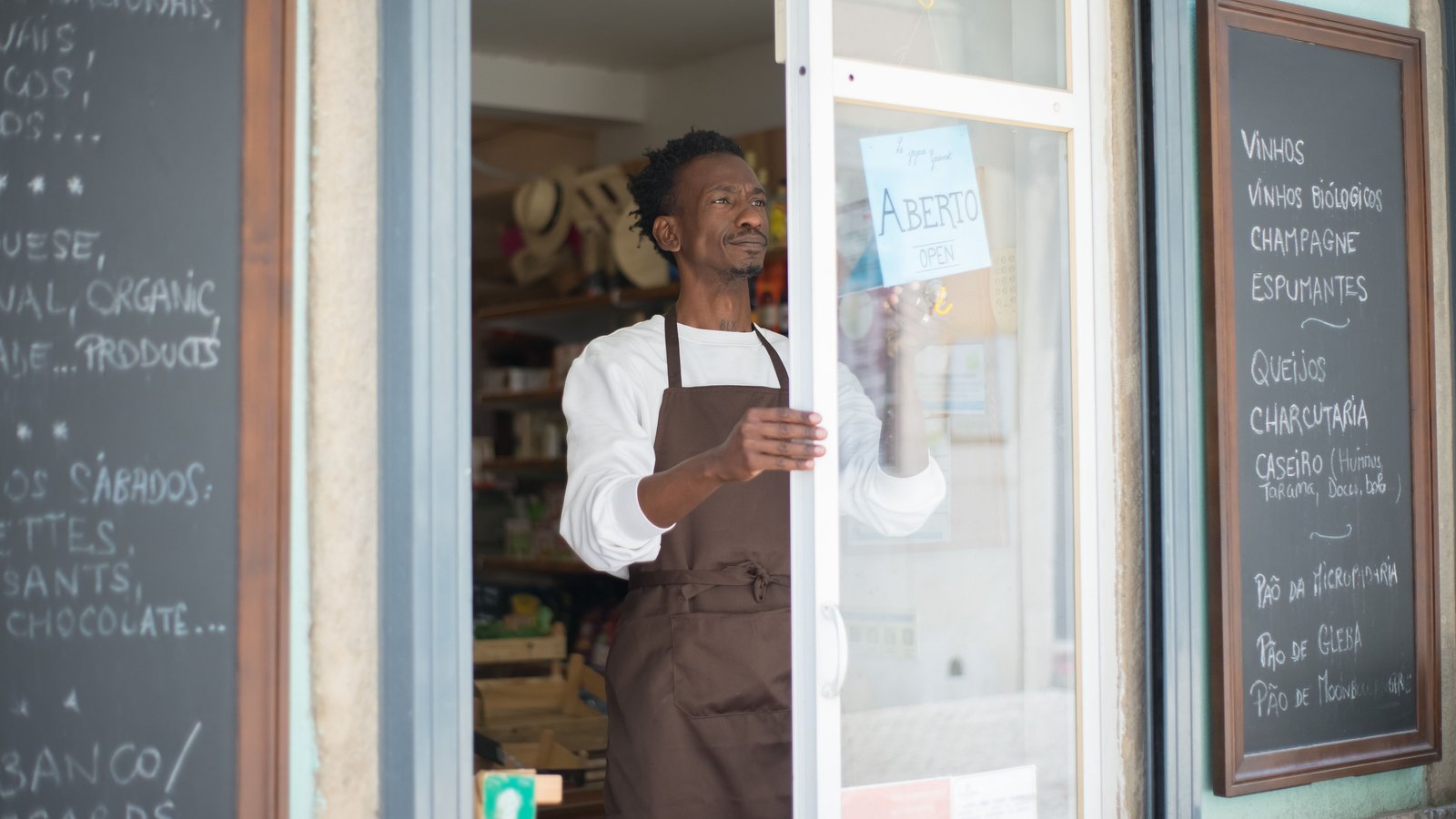 The interior of a small independent shop.