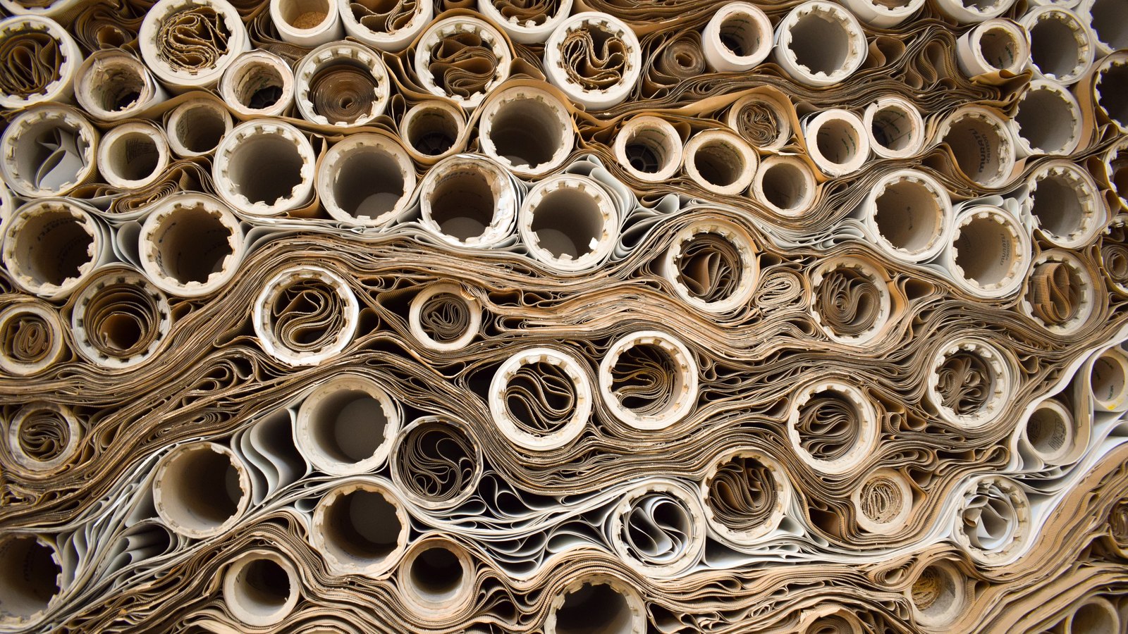 A photograph illustrating cardboard tubes stacked.