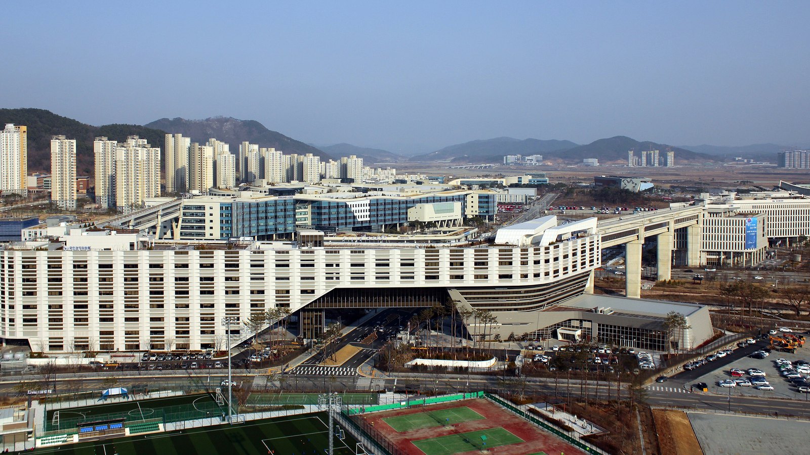 The Government Complex Sejong office campus in South Korea, seen from above.