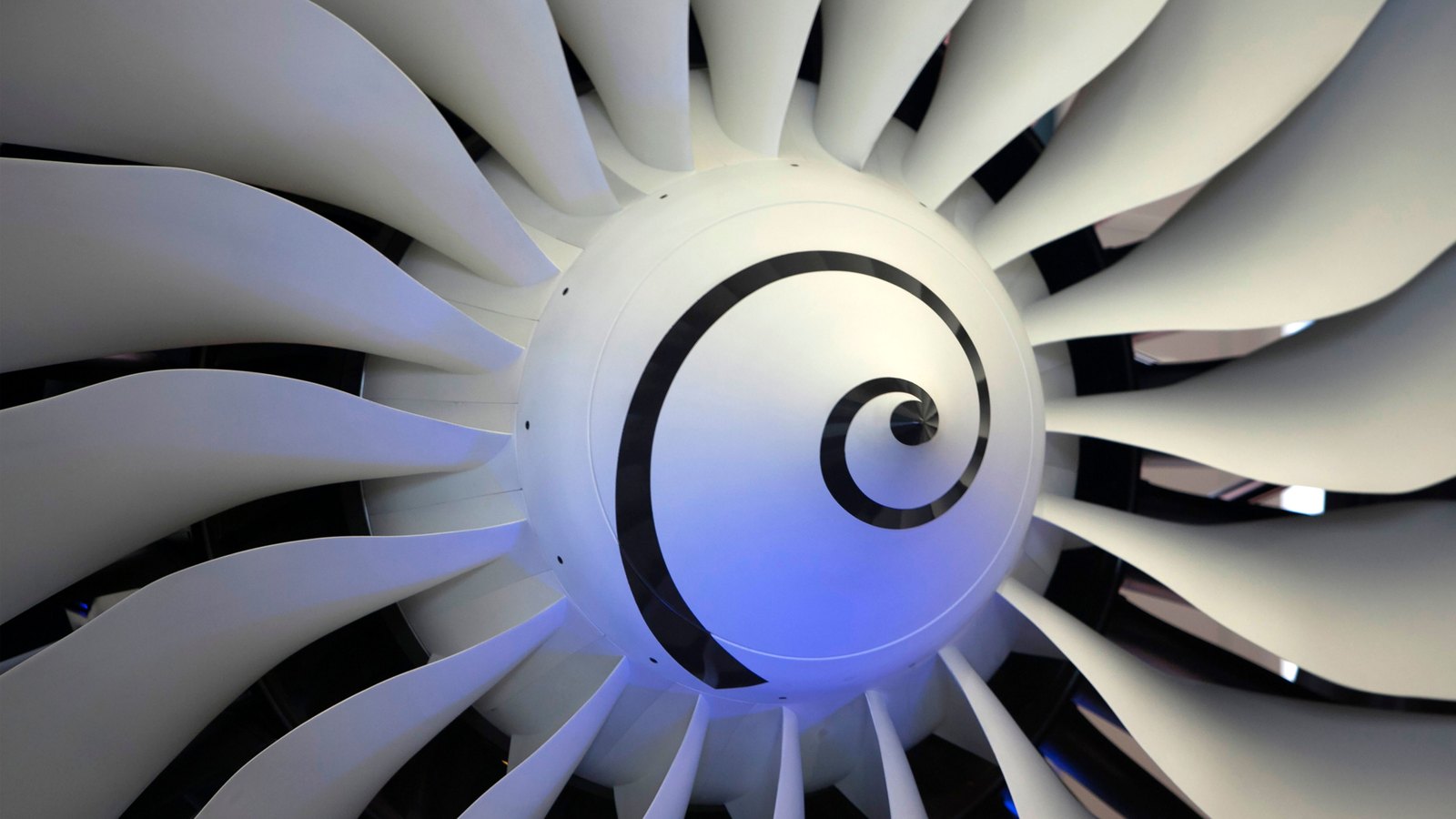 A photograph illustrating jet turbine blades.