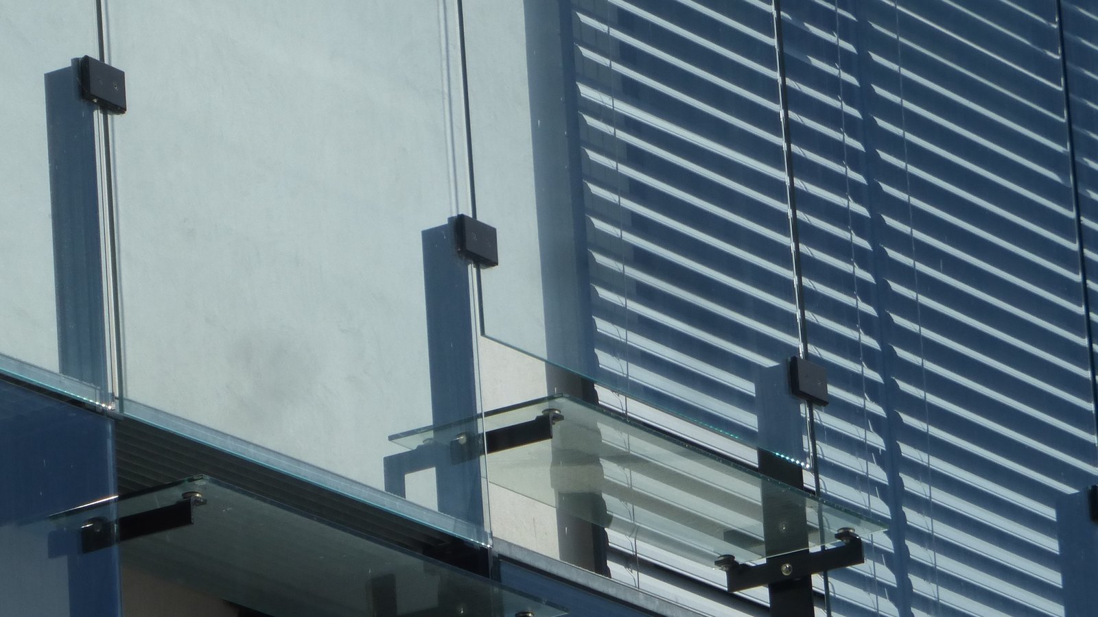Close view of the glass facade at the Swiss Federal Statistical Office in Neuchatel
