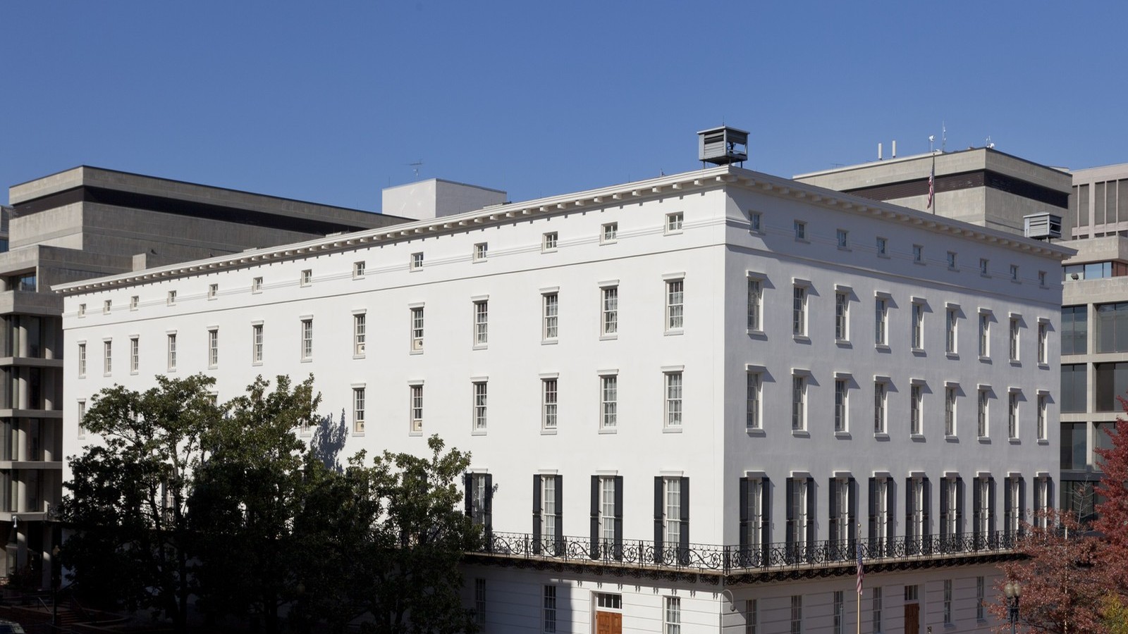 The white facade of the Winder Building used by the Office of the United States Trade Representative in Washington.