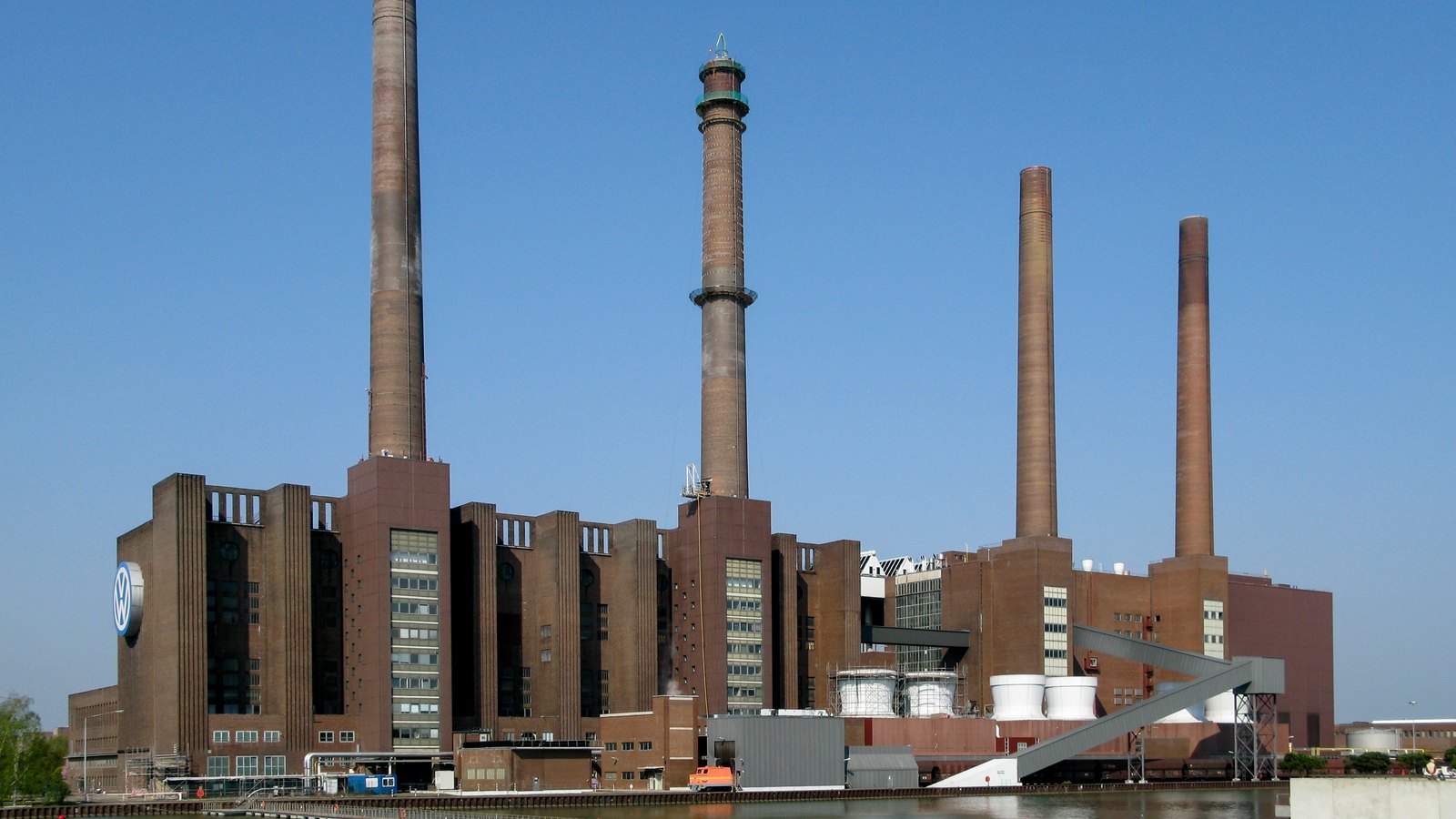 The Volkswagen factory complex beside the Mittelland Canal in Wolfsburg, Germany.