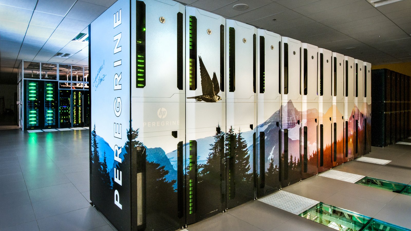The Peregrine supercomputer inside the National Renewable Energy Laboratory data center in Golden, Colorado.
